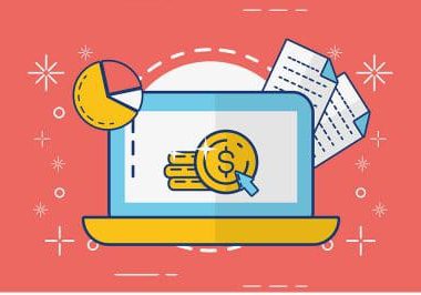 laptop money document report online payment vector illustration